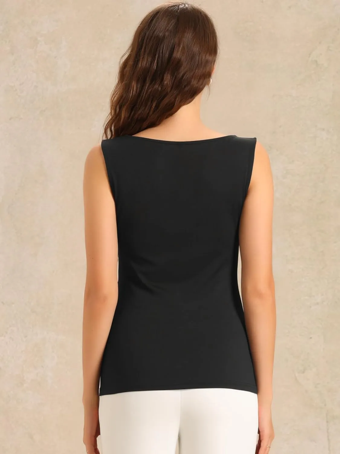 Allegra K Front Twist Knot Tops for Women's Casual Round Neck Sleeveless Top
