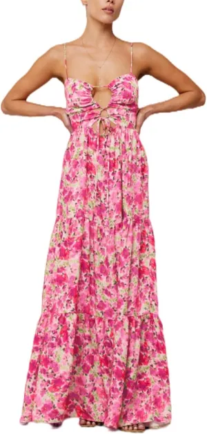 Aopwsrlyi Women Summer Sleeveless Backless Spaghetti Strap Long Floral Dress Sexy Cut Out Smocked Flowy Maxi Dress