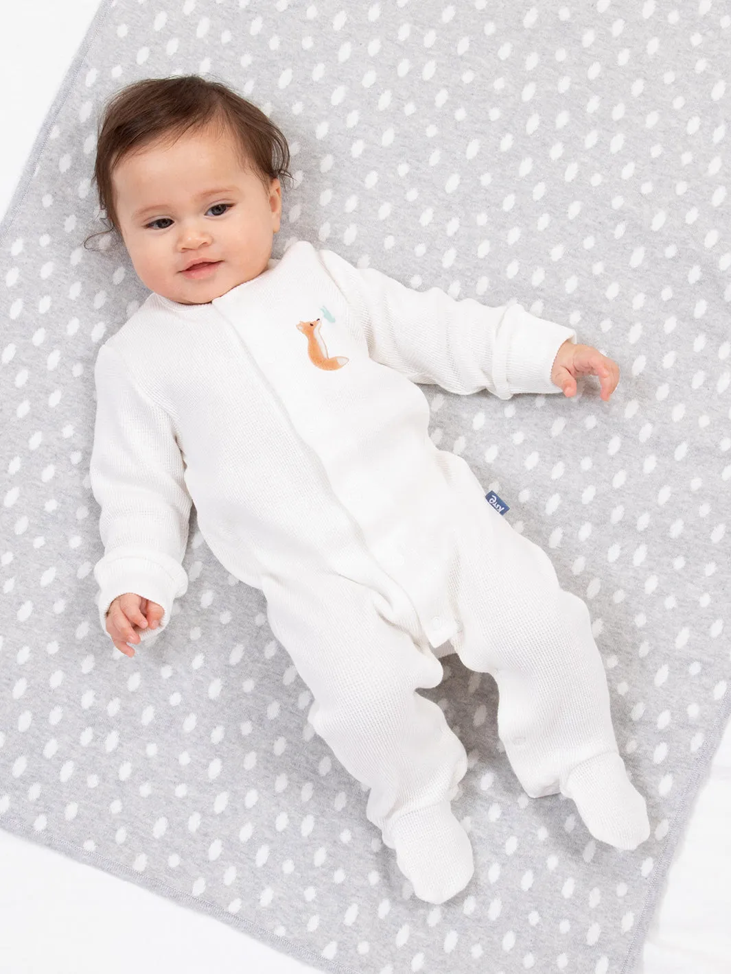 Fox and dove waffle sleepsuit