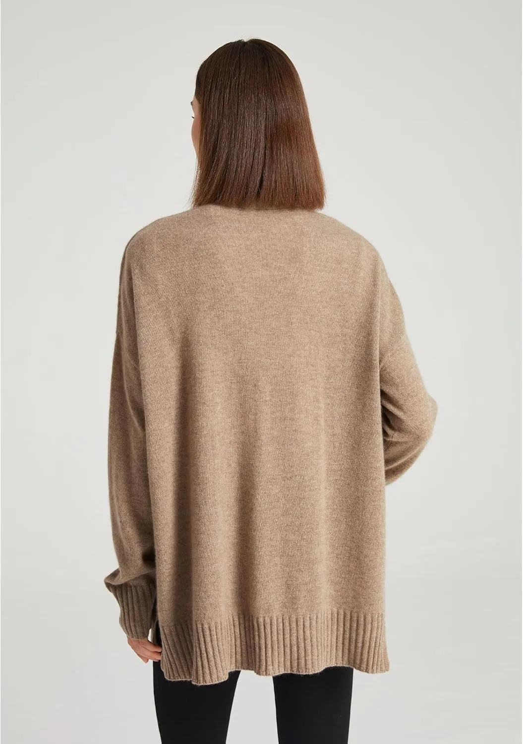 GreenMount Women's 100% Pure Cashmere Cardigan Sweater Soft and Warm Long Sleeve Oversize Loose Cardigan with Pocket