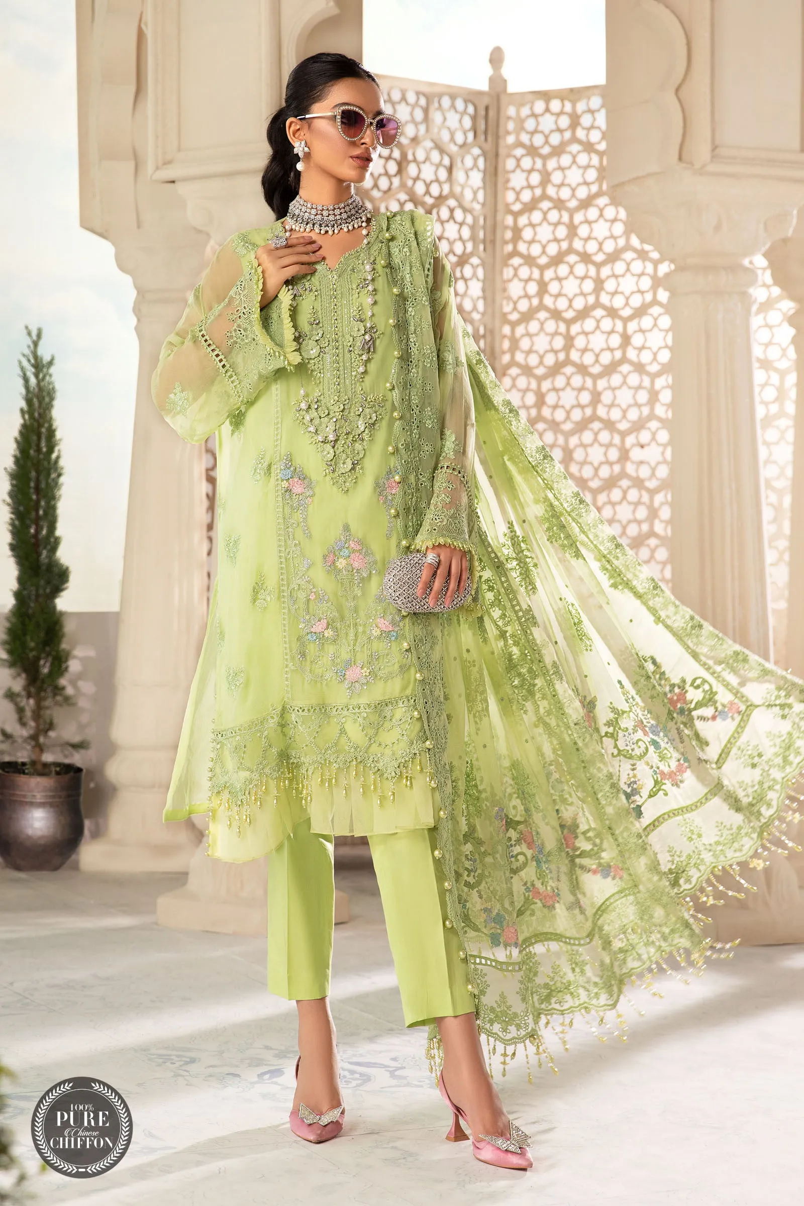 MARIA.B Luxury Chiffon Collection – MPC-22-207-Lime Green