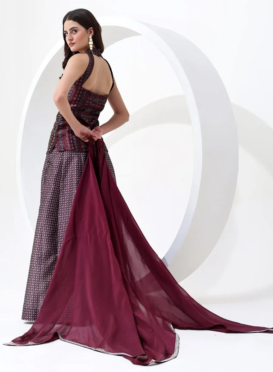 Maroon Color Ladies Suit with Dupatta.