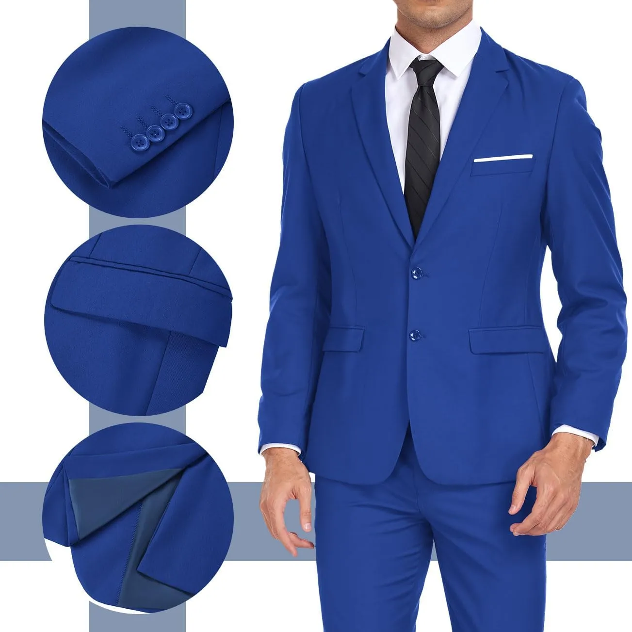 Mens Suit 2 Pieces Suits for Men Slim Fit Blazer Wedding Prom Tuxedo Suit Jacket Pants Set