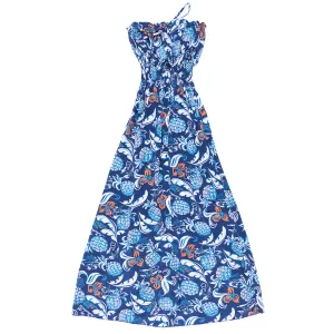 Pineapple Oasis (Long Halter Dress) - Navy
