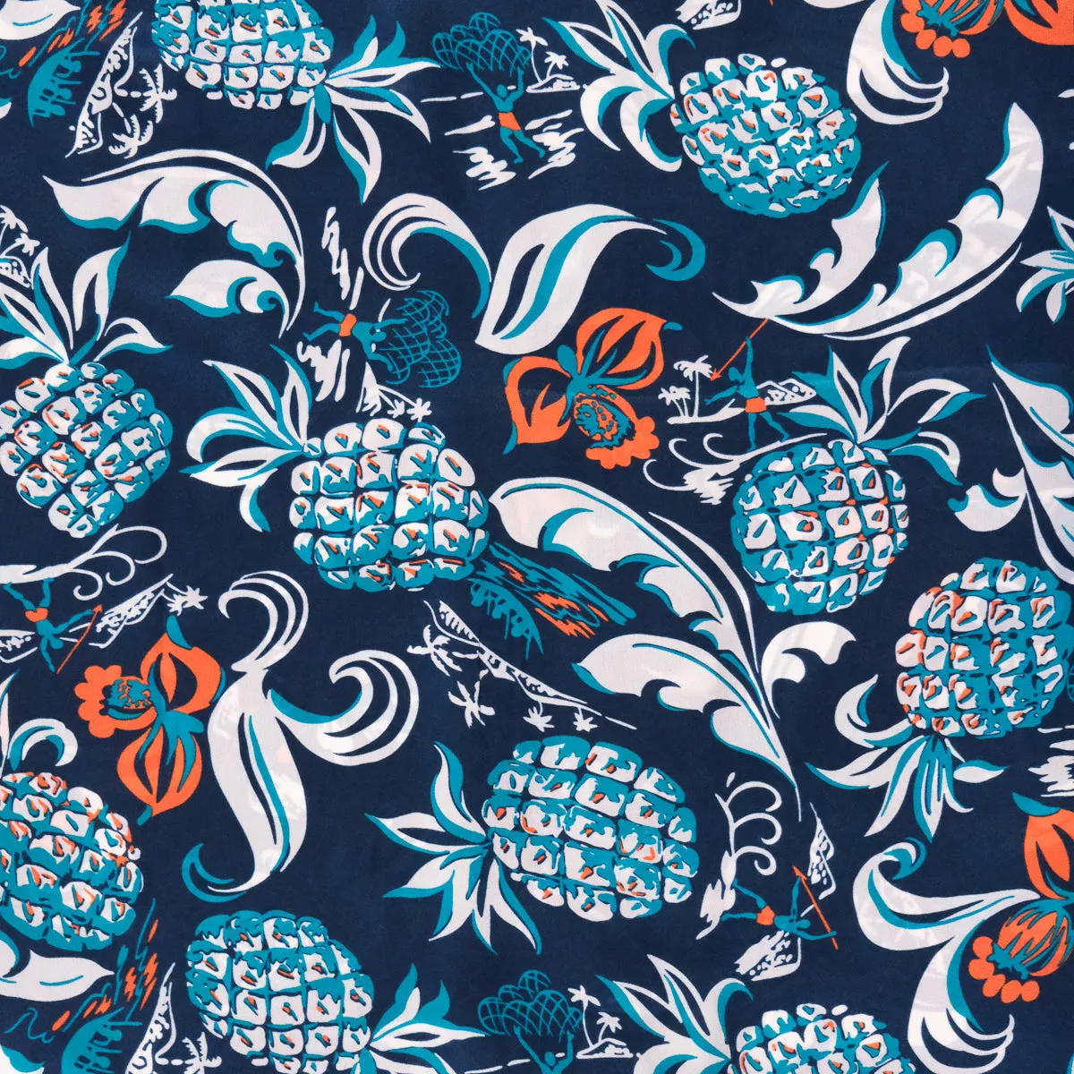 Pineapple Oasis (Long Halter Dress) - Navy