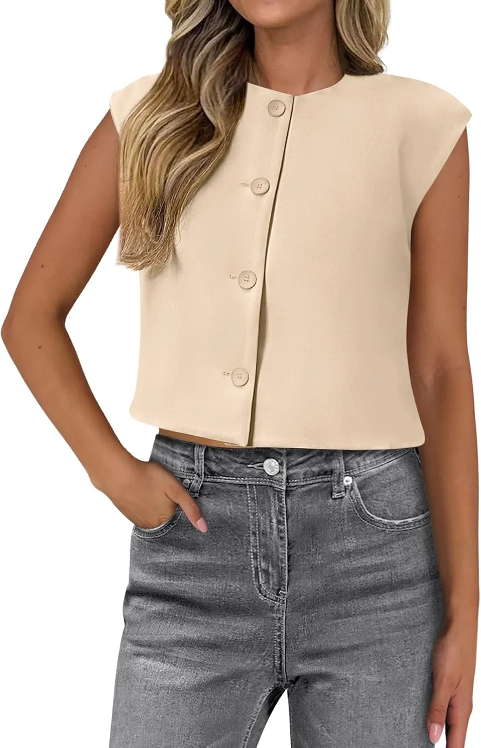 PRETTYGARDEN Women's Summer Suit Vest 2025 Dressy Casual Crop Tops Business Work Office Clothes Trendy Blazer Waistcoat