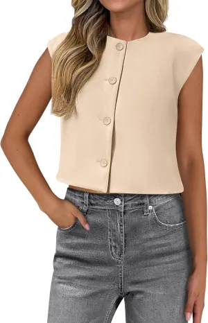 PRETTYGARDEN Women's Summer Suit Vest 2025 Dressy Casual Crop Tops Business Work Office Clothes Trendy Blazer Waistcoat