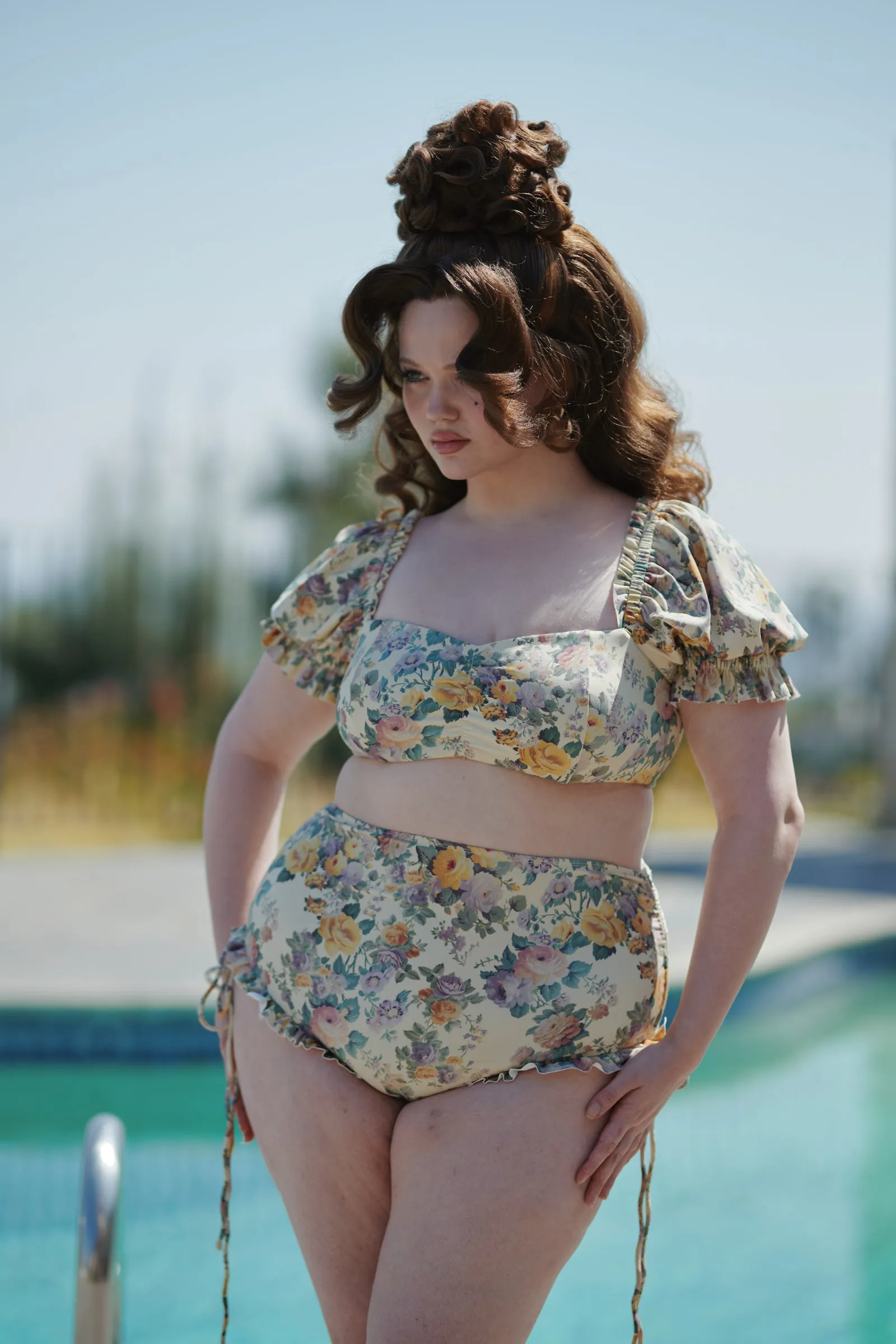 The Blonde Floral Babydoll Bikini Top