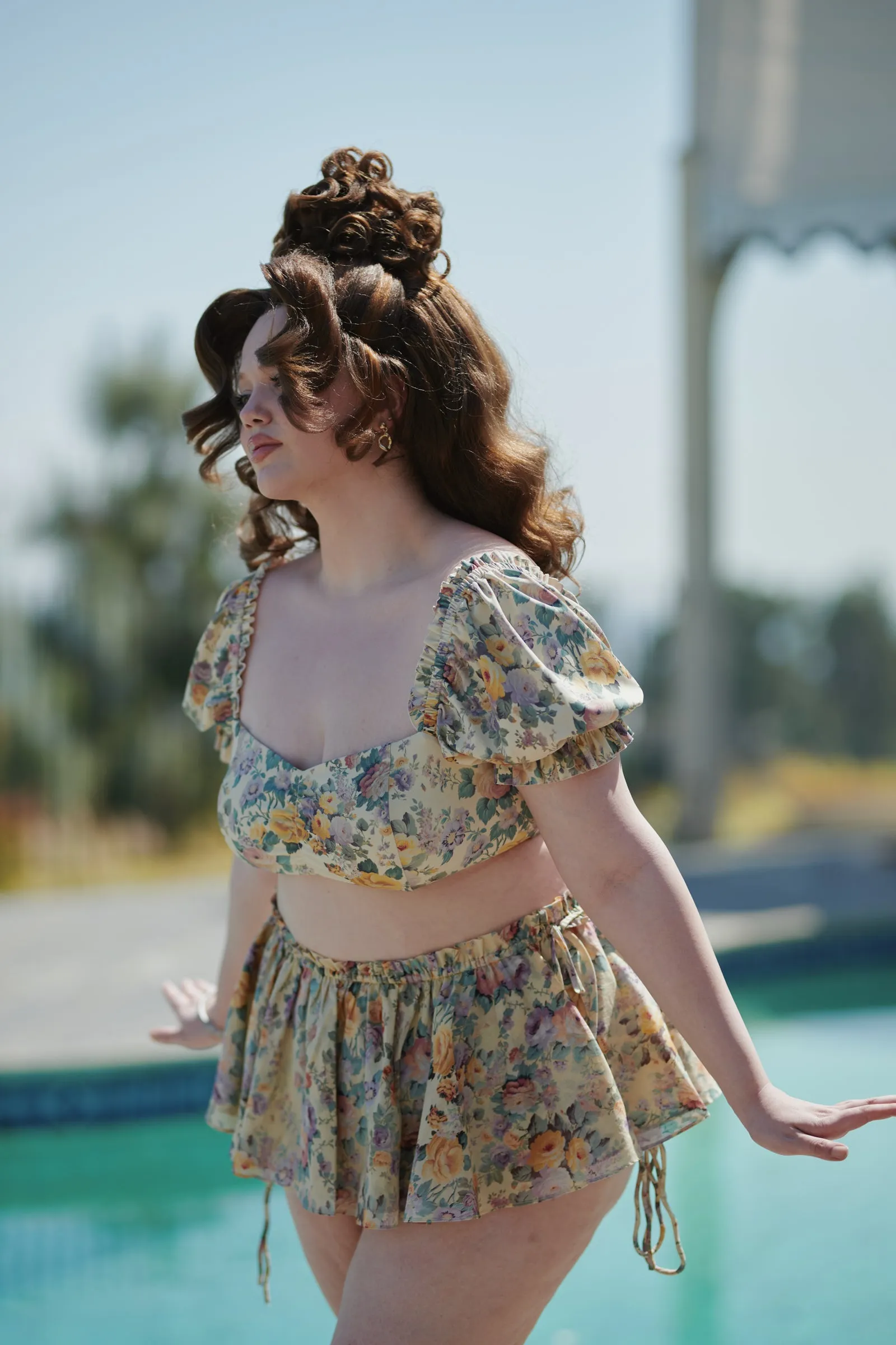 The Blonde Floral Babydoll Bikini Top