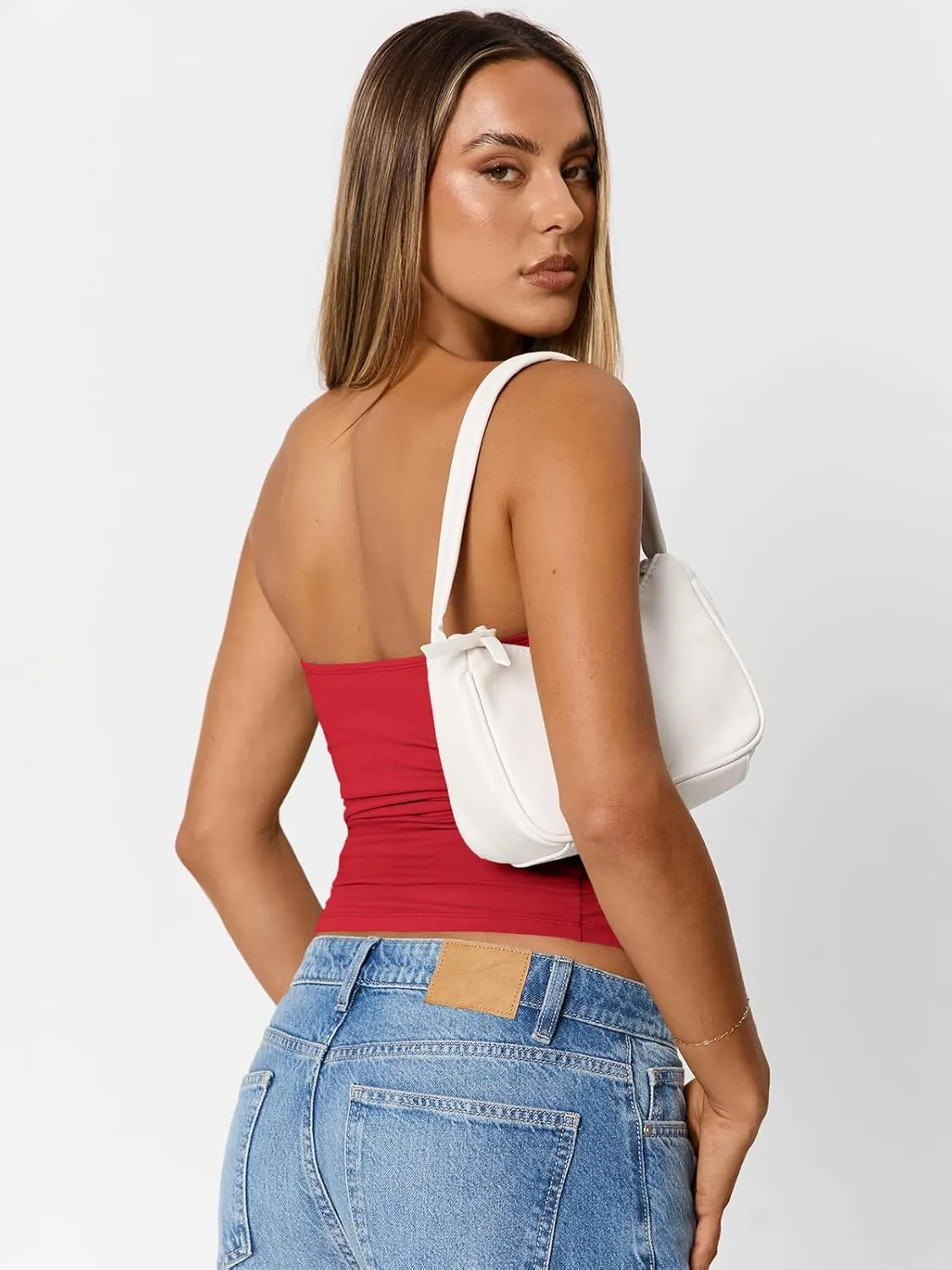 Trendy Queen Womens Cute Summer Tube Tops Going Out Strapless Ruched Backless Sleeveless Bandeau Y2k Clothes 2025