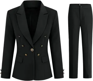 YUNCLOS Women's 2 Pieces Vintage Office Lady Suit Set 1 Button Blazer and Suit Pants