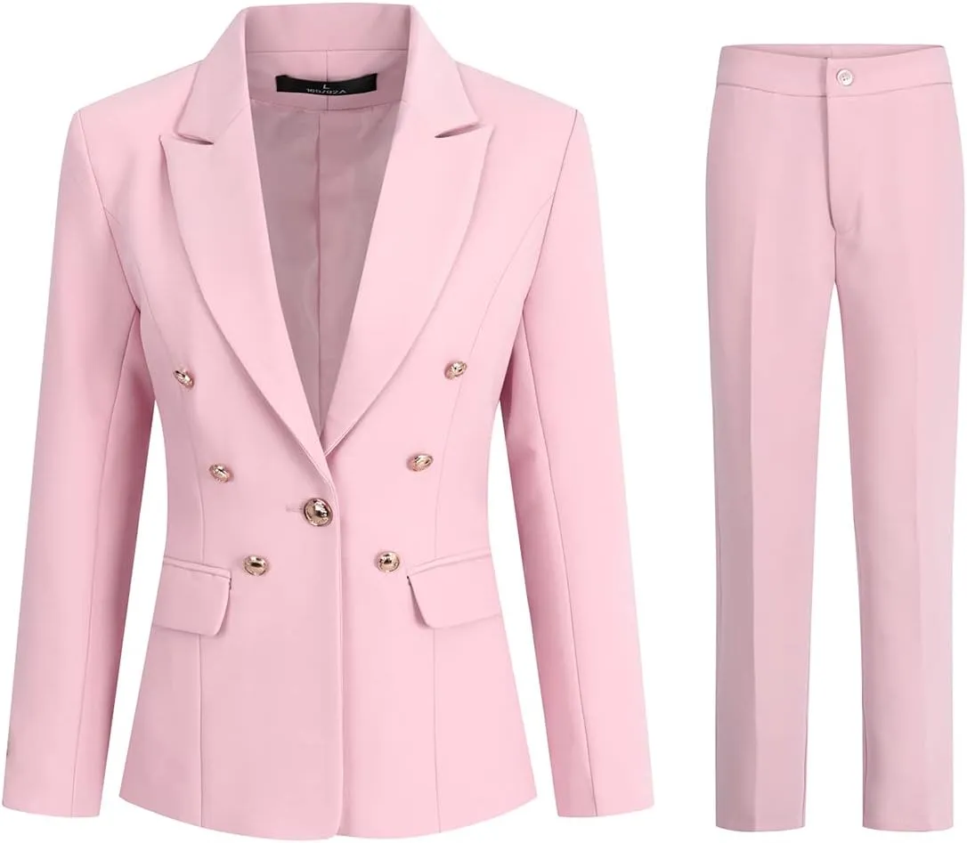 YUNCLOS Women's 2 Pieces Vintage Office Lady Suit Set 1 Button Blazer and Suit Pants